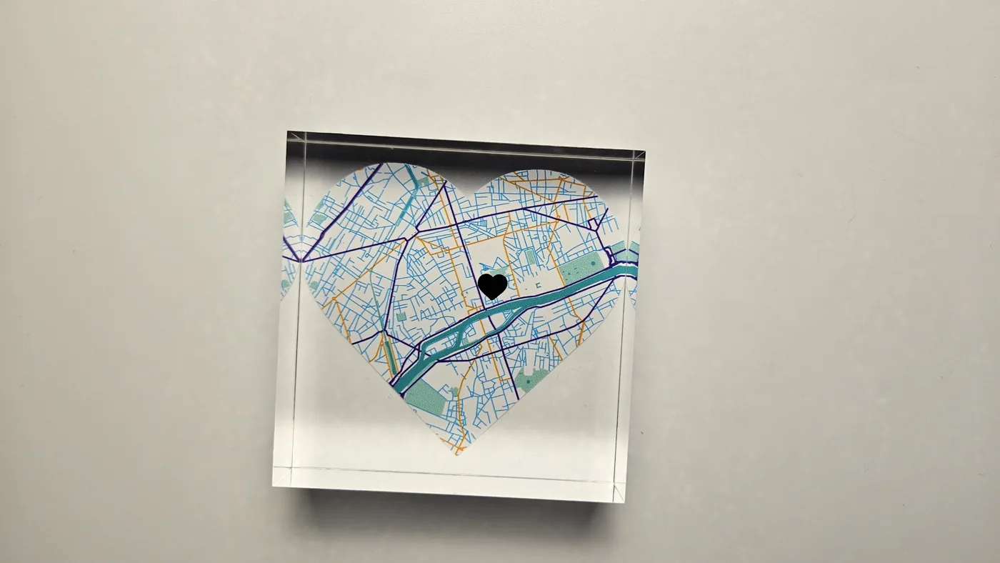 Heart Keepsake Map Generator example